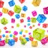 falling percent cubes - colorful