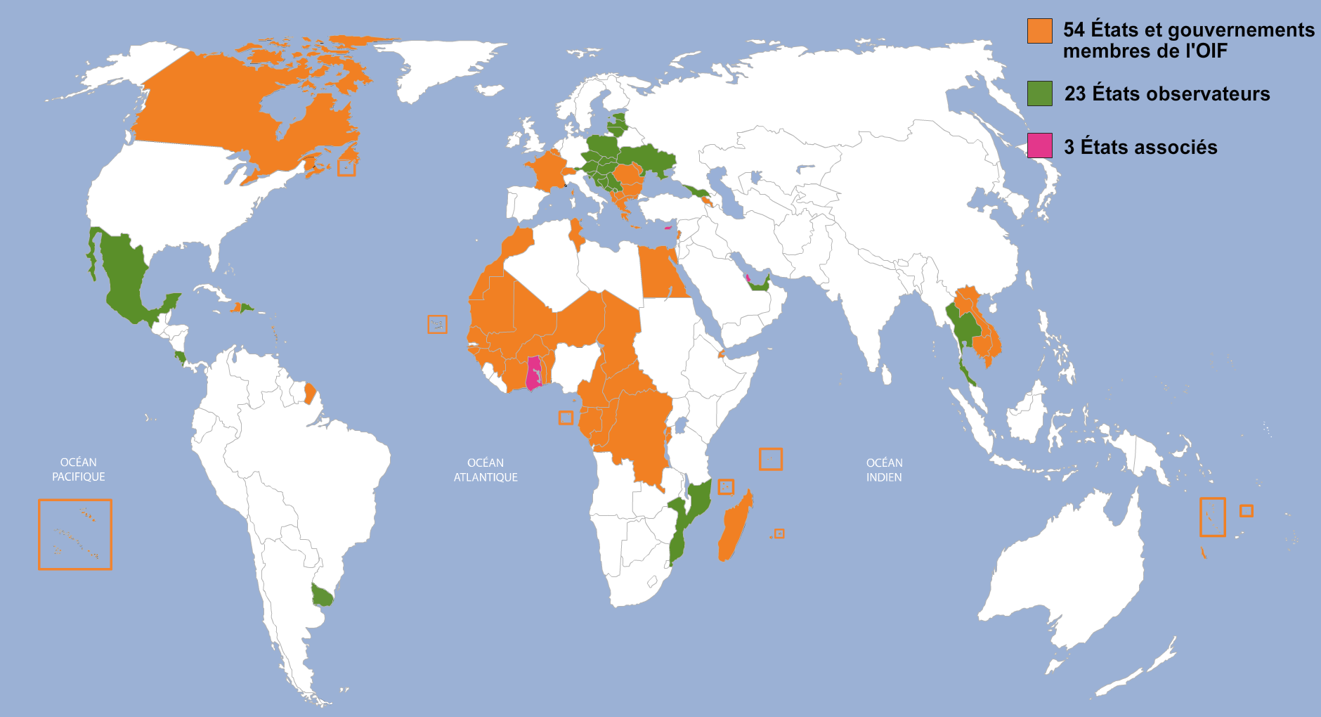 Carte du monde de la Francophonie