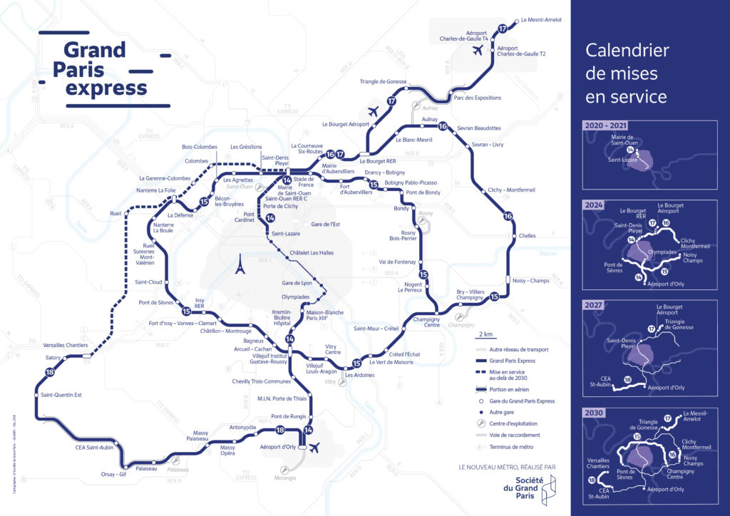 Grand paris express plan et dates mise en service des lignes